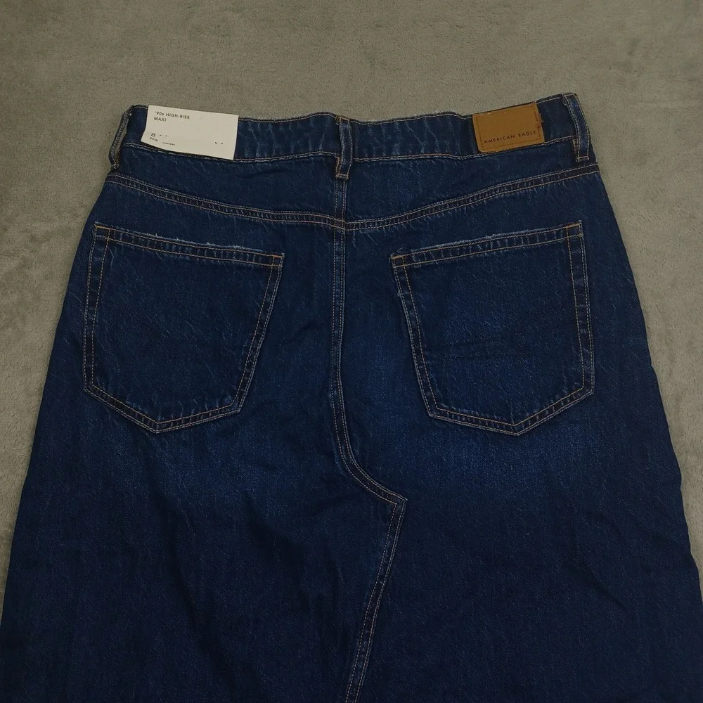 American‎ Eagle Skirt Womens 8 Blue Denim High Rise Maxi NWT